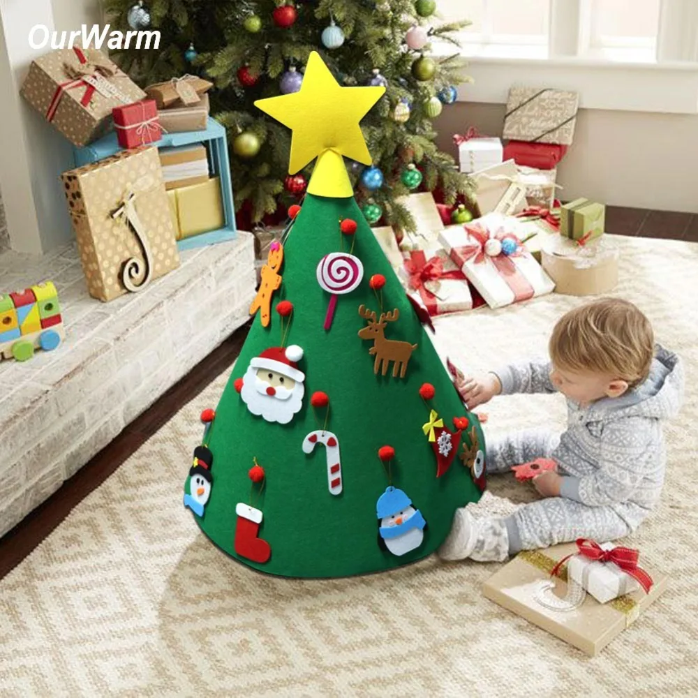 

OurWarm DIY Craft Felt Christmas Tree Cone Toddler Baby Gift Xmas Tree Ornaments Christmas Decoration for Home New Year 2018