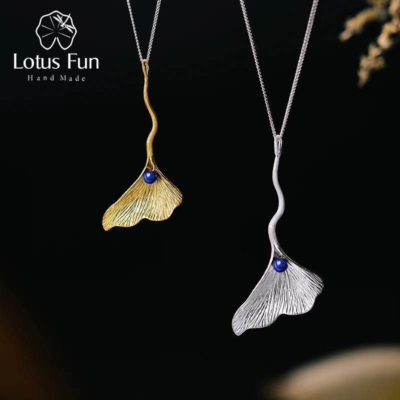 Lotus Fun Real 925 Sterling Silver Natural Lapis Handmade Fine Jewelry Ginkgo Leaf Pendant Without Chain Acessorios For Women huismerk kopen in de aanbieding Lotus Fun Real 925 Sterling Silver Natural Lapis Handmade Fine Jewelry Ginkgo Leaf Pendant Without Chain Acessorios For Women huismerk kopen in de aanbieding