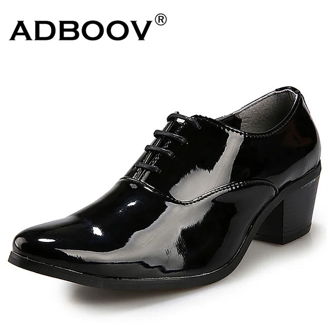 Mens Red Black White Wedding Shoes Gentsman 6cm High Heeled Glossy Mens Red Black White Wedding Shoes Gentsman 6cm High Heeled Glossy Leather Dress 2 3 Inch