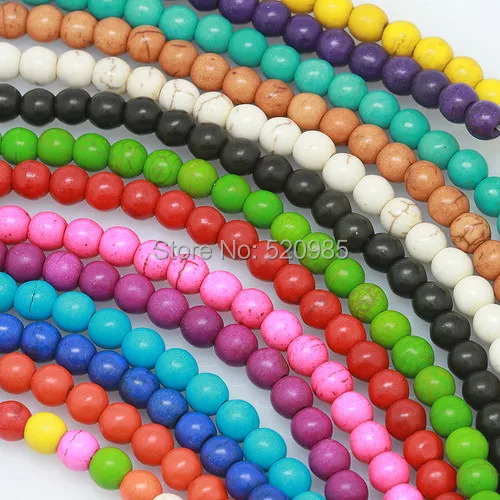 

Free Shipping 50pcs/lot 8mm Natural Howlite Turquesa Stone Round Loose Bead For Bracelet/ Necklace/ Jewelry Making No.TB100