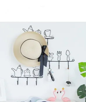

1PC Fashion Kettle Pot Styles Metal Iron Wall Door Mounted Rustic Clothes Coat Hat Key Hanging Decorative Wall Hooks JL 252