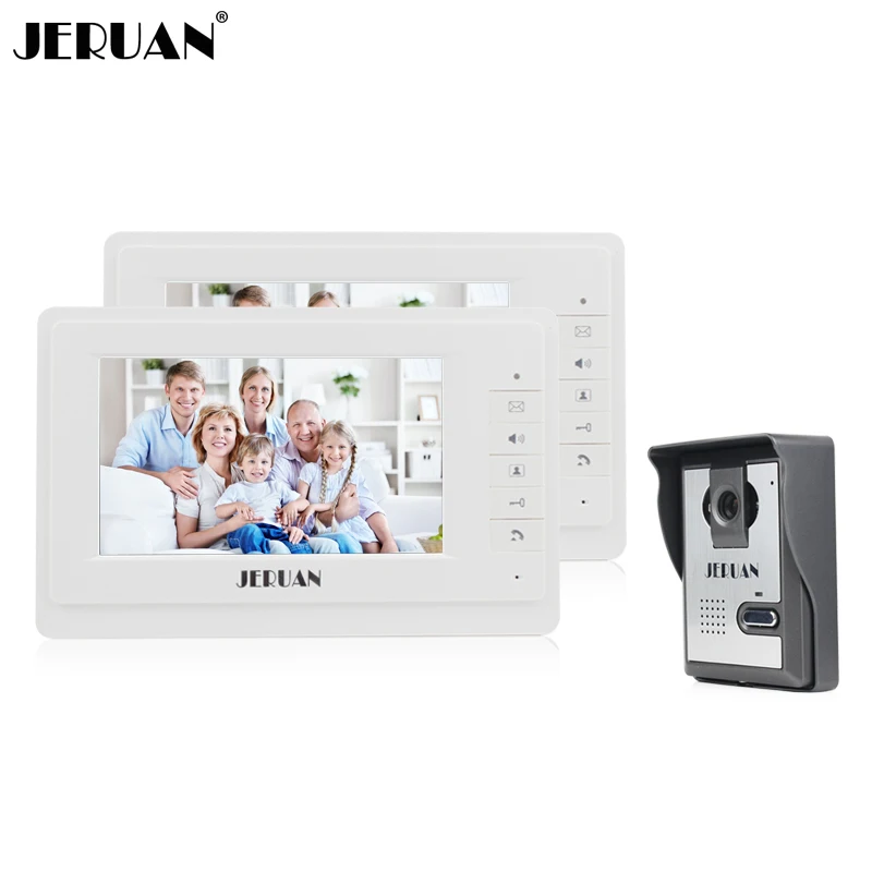 

JERUAN 7 Inch Video Door Phone System 2 Monitor 1 Camera Doorphone Speaker Hands-free Free Shipping Intercom