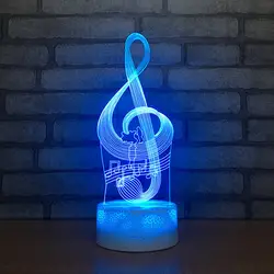Творческий Хацунэ Мику нот 3D настольная светодио дный лампа светодиодный ночник 7 цветов Изменение спальня сна освещение домашний декор