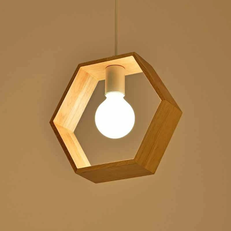  Nordic style geometric solid wood creative pendant lights for kitchen island dining room bedroom co - 32992190288