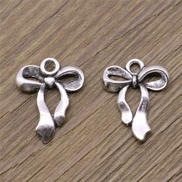 WYSIWYG 10pcs Bow Charms For Jewelry Making 17x22mm Antique Silver Color  Accessories - AliExpress