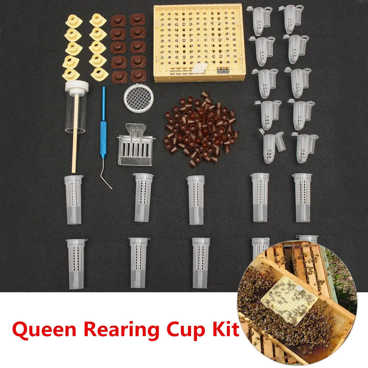 155pcs/Set Plastic Queen Rearing System Cupkit Mayitr Cultivating Box Cell Cups Bee Catcher Cage Beekeeping Tool Equipment