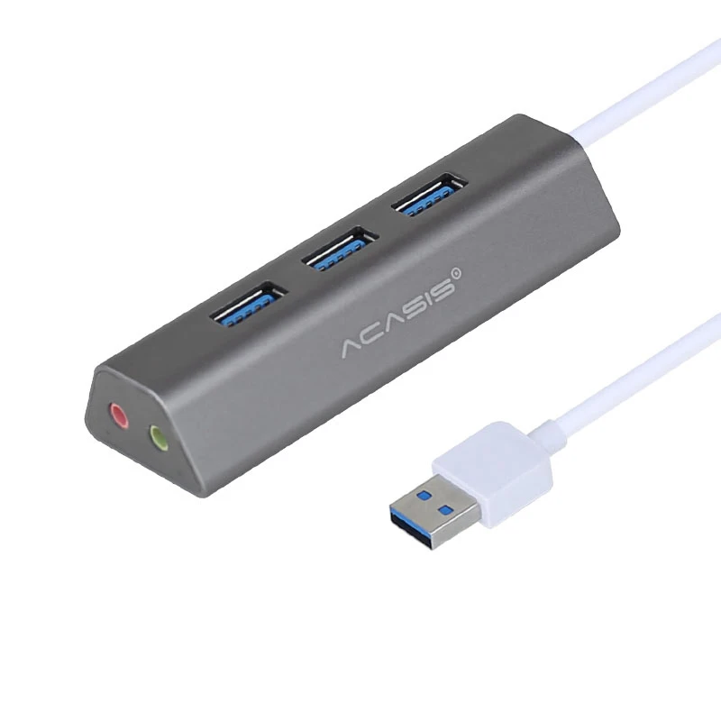 Acasis высокоскоростной Usb дистрибьютор 3 концентратора один трейлер три Usb расширения концентратор Алюминиевый сплав корпус Поддержка гарнитура микрофон - Цвет: Gray