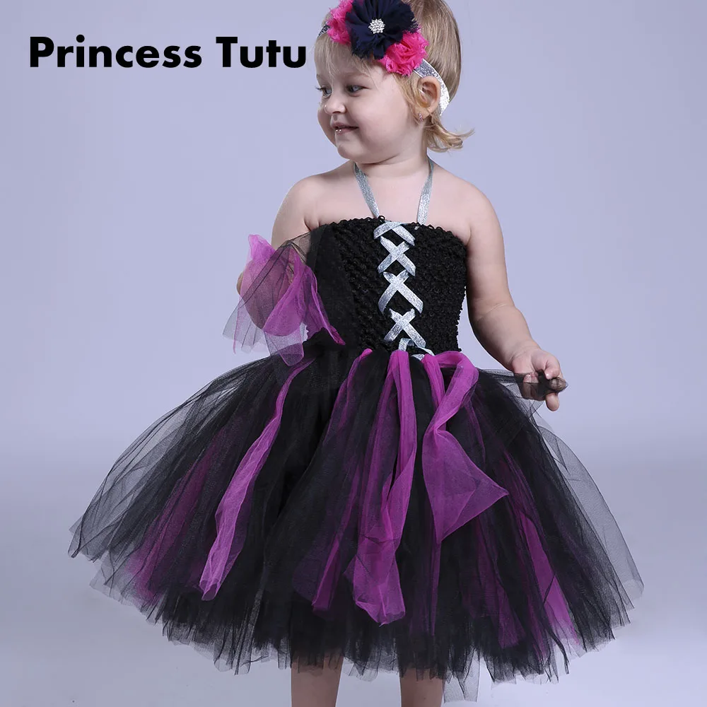 Halloween Knee Panjang Hitam Cosplay Kostum Kartun Bayi Gadis Tutu