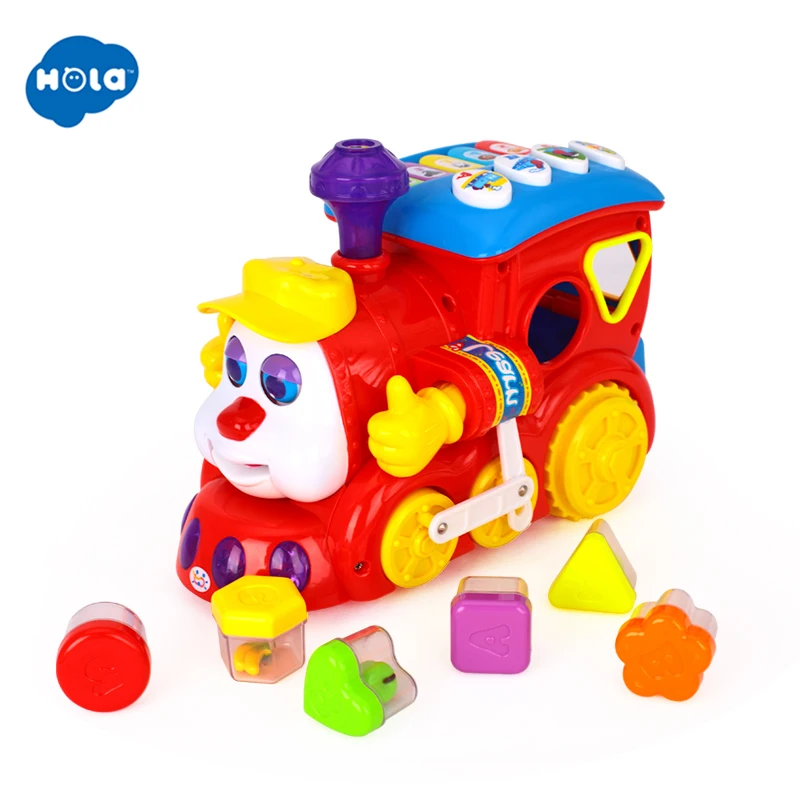 HOLA 556 Baby Toys IQ Train On Wheels Electric Toy with Light & Music Learning Educational Toys for