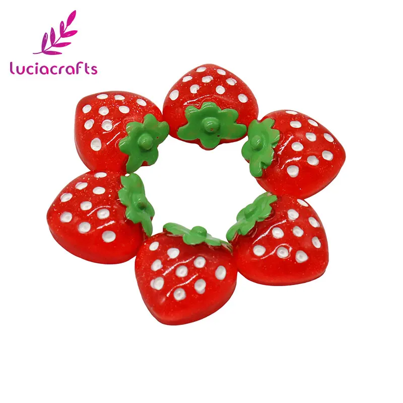 Lucia Crafts 2/6/24 шт Клубника Смола Кабошон скрапбук DIY девушка аксессуары для волос