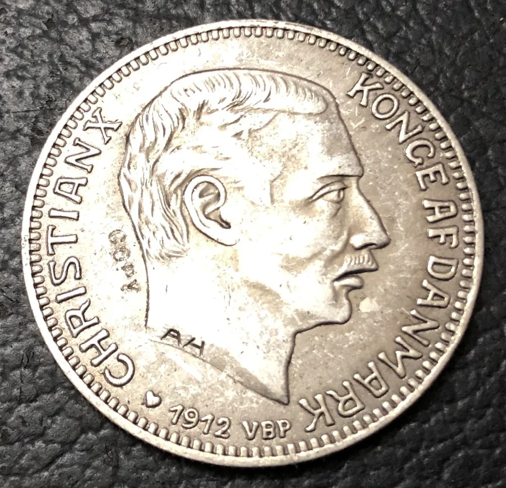 1912 Дания 2kroner-Christian X-Death of Frederik VII Посеребренная копия монеты | Дом и сад