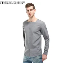 

2018 Spring New Style Men Shirt England Simple Chest Stitching Design Fashion Hedo Striped Men's Long-sleeved Shirt