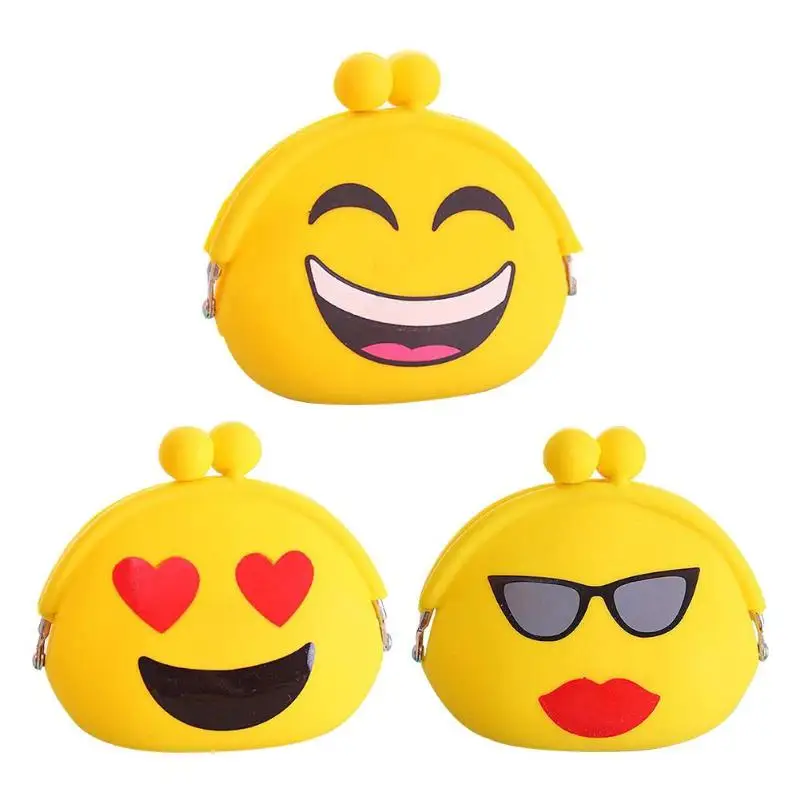 

3D Cartoon Expression Pattern Clutch Cute Women Coin Purse Silicone Wallet