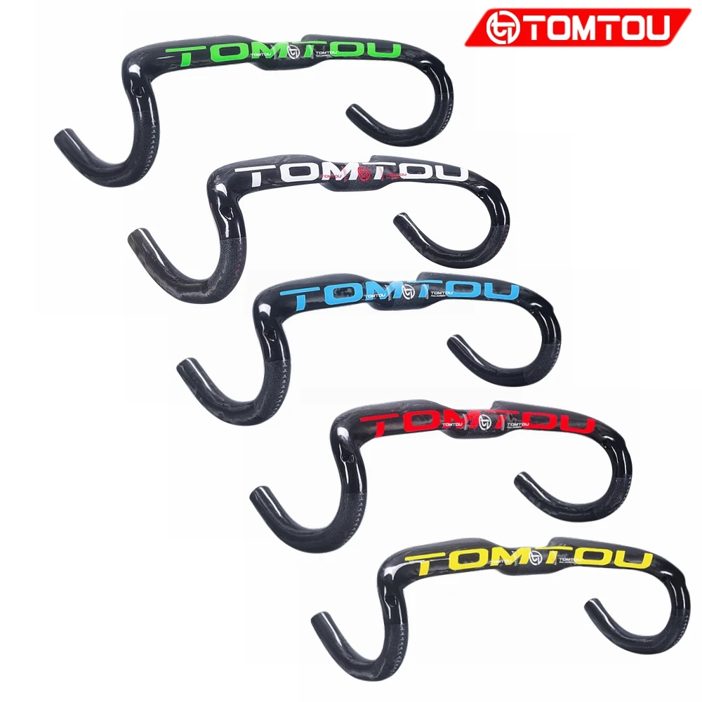 

TOMTOU Glossy Full UD Carbon Bicycle Racing Handlebar Internal Cable Road Bike Handlebar Width 400/420/440mm Stem Clamp 31.8mm