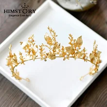 HIMSTORY Gold Leaf Baroque Wedding Crown Tiara Vintage Bridal Hair Piece Accessories Women Party Prom Hairband Headpiece HIMSTORY Gold Leaf Baroque Wedding Crown Tiara Vintage Bridal Hair Piece Accessories Women Party Prom Hairband Headpiece