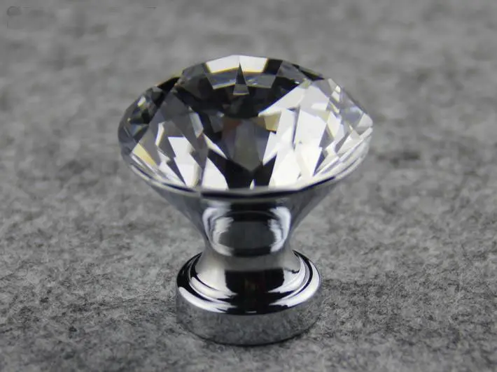 lot of 10 modern fashion k9 crystal glass chrome cabinet knobs pull
