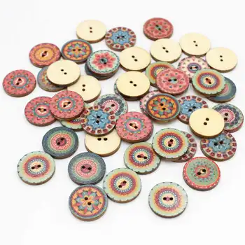

30/50pcs 20/25mm Retro Style wooden buttons mix colorful round shapes scrapbook button for craft scrapbooking sewing accessories