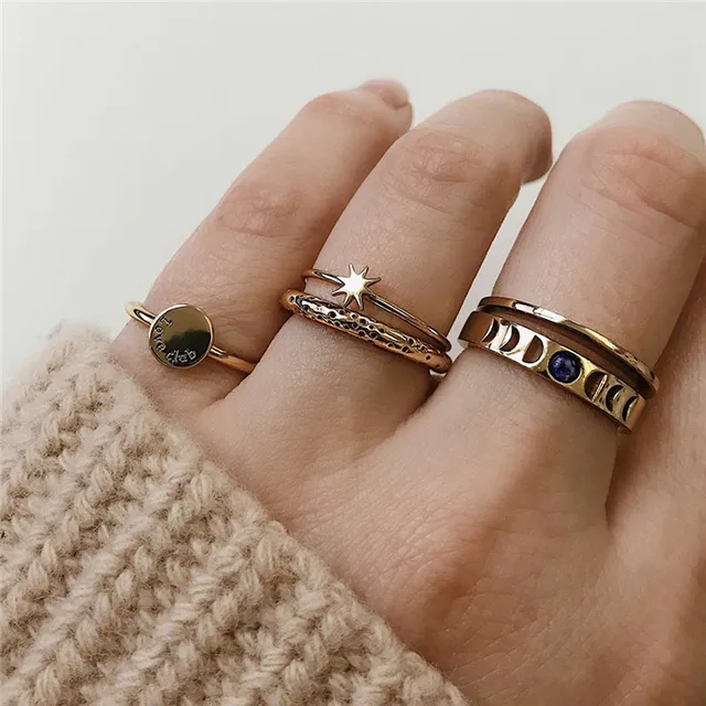 Bls miracle Conjunto de anillos geométricos bohemios de Color dorado para  mujer, nuevos anillos de cristal con botones huecos Vintage, joyería  femenina|Anillos| - AliExpress