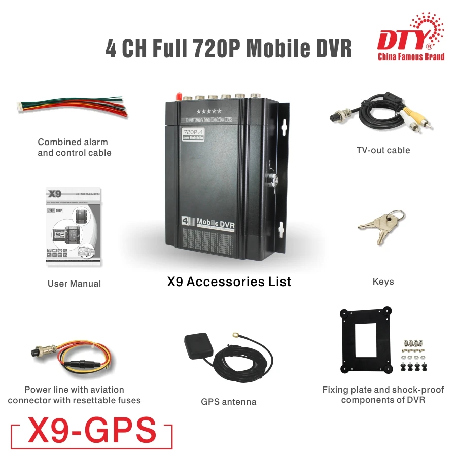  AHD VGA HDD 4ch coche móvil dvr con gps tracker para vehículo con fecha/hora estampada X9sG