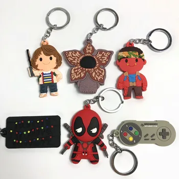 

20pcs/Lot Stranger things eleven Montauk Joycebyers Jimhopper karenwheeler pvc keychain key chain llaveros key charms charm