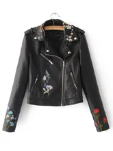 Free shipping casual font b women b font short paragraph embroidered high waist lapel zipper solid