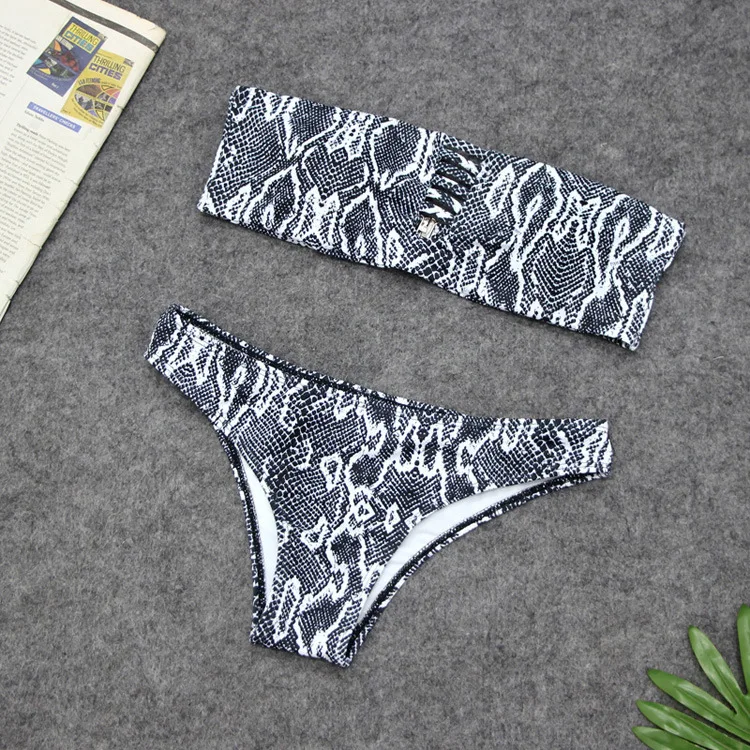 snakeskin bandeau bikini