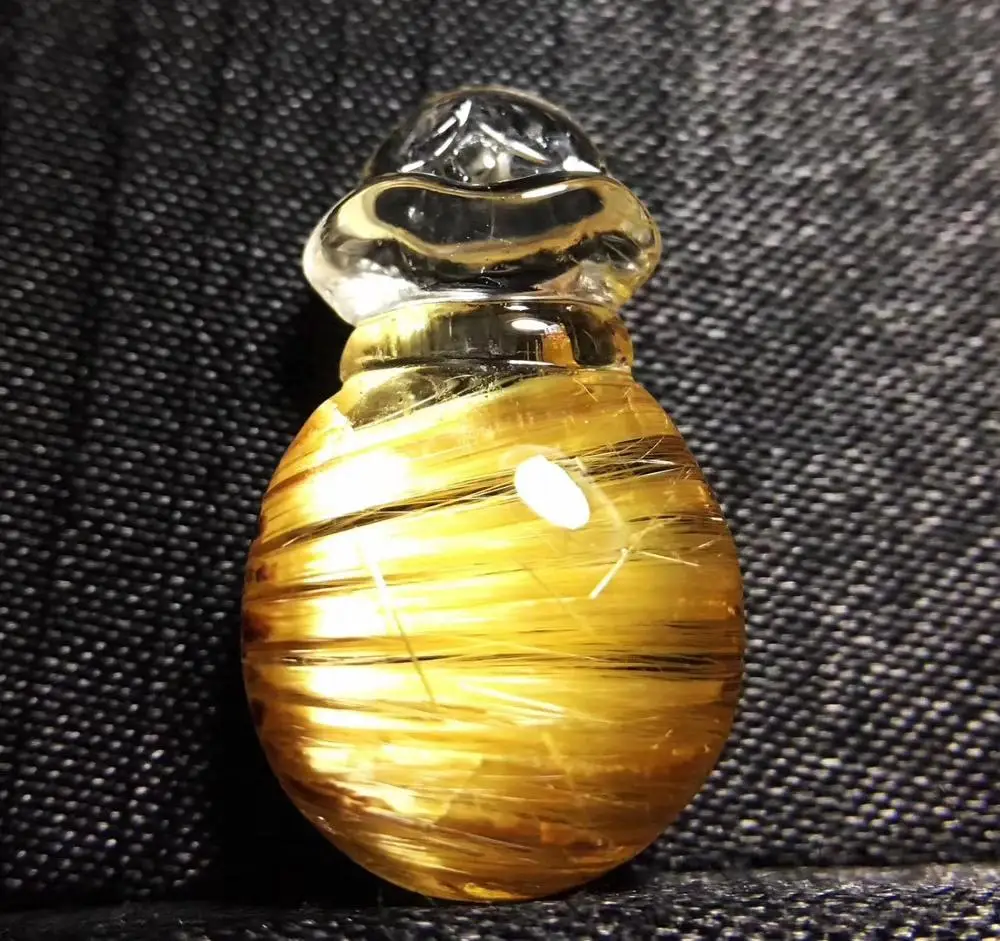 

Natural Gold Rutilated Quartz Titanium Pendant Gemstone Purse Shape Best Gift 27x18x13mm Crystal Stone Pendant Certificate AAAAA