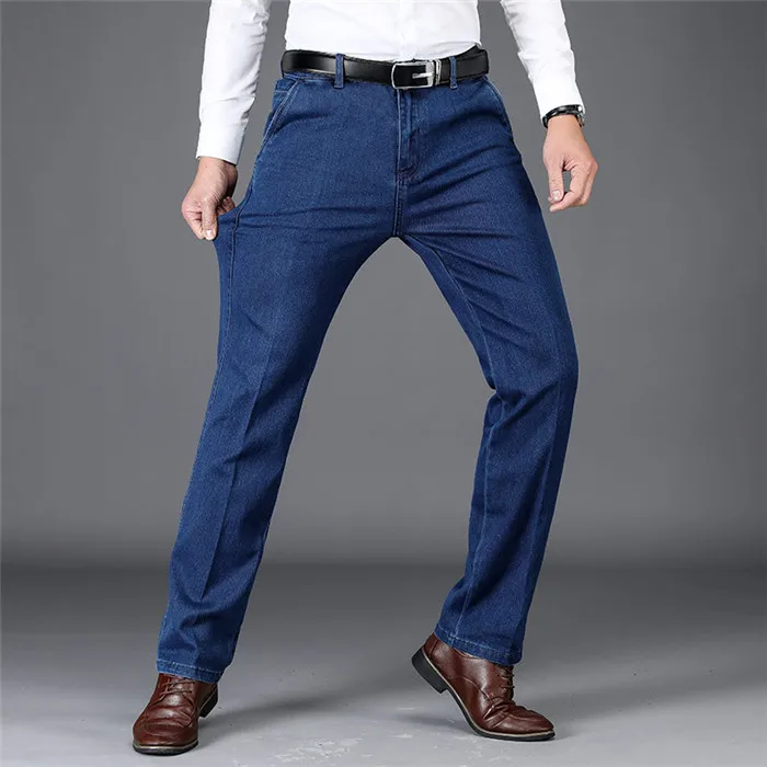 

Jeans Men Micro-elastic Stretch Pants Spring Summer Straight Jeans Business Casual Jeans Large Big Size Denim Long Trousers Mens