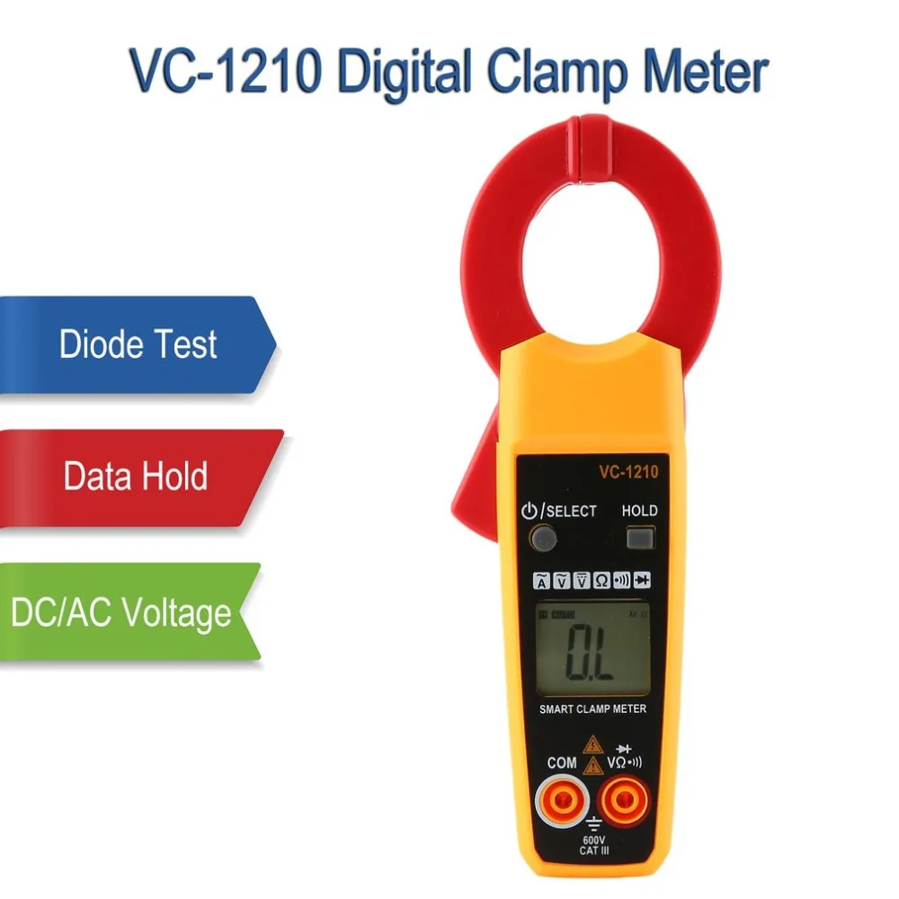 VC 1210 Ручной цифровой клещи мультиметр AC/DC Вольт Ом диод Ток Напряжение тестер