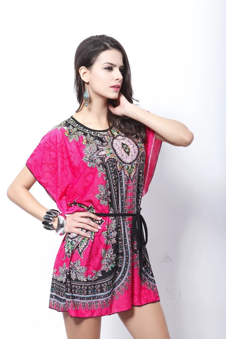Vintage Dress 2017 New Summer Style Retro Print Boho Loose Casual Dress Bohemian Tunic Beach Dress Vestidos Plus Size Dress 9