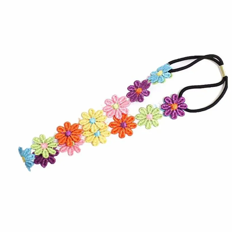 Headwear Baby girl hair bands Baby Girl Kids Embroidered Flowers Headband Hair Accessories Headwear Bebes acessorios #4A28 (3)