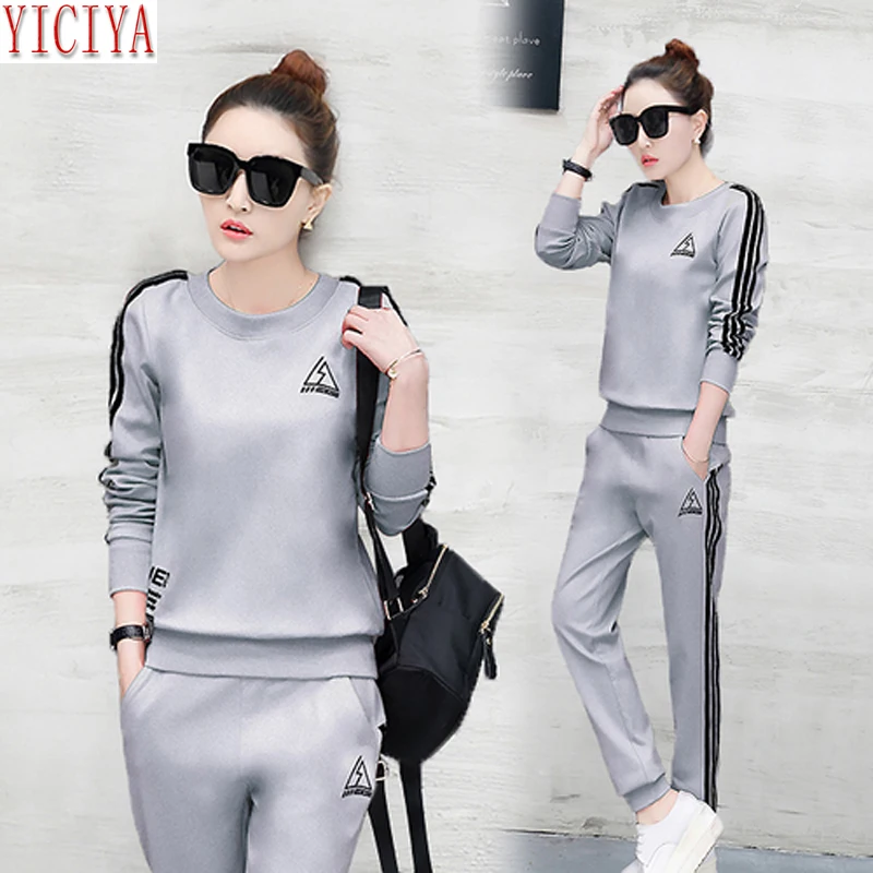 

YICIYA womens tracksuits gray two piece sets outfits co-ord set plus size large winter pants suits and top sportswear clothes