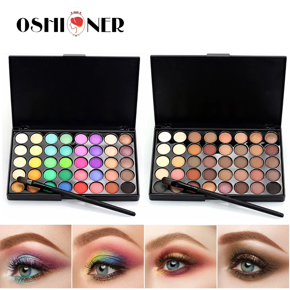 

40 Color Portable Matte Eye Makeup Eyeshadow Pallete Glitter Powder Primer Luminous Eye Shadow Earth Shadow Brush Set