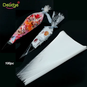 

Delidge 100pcs 18*37cm Cone Sweet Chocolate Holiday Gift Candy Bag Wrapper Birthday Party Favor Gifts Display Bag Decoration