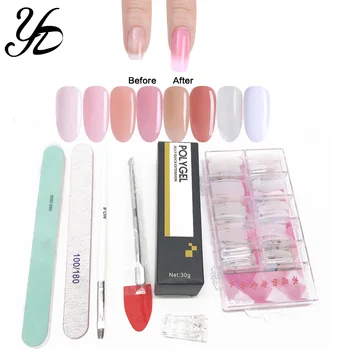 

Yiday 1x 30ml Poly Gel Quick Extension Set Fast Builder UV Gel Hard Crystal Acrylic PolyGel Nails Art Polish File Brush Clip Kit