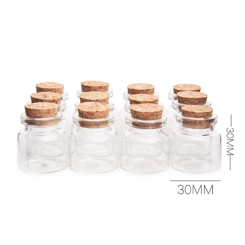 30x30 ملليمتر 12 قطع الزجاج زجاجات الفلين سدادة 10 ملليلتر شفافة زجاج الجرار زجاجة قوارير واضح تخزين الحاويات ديكور المنزل الحرفية