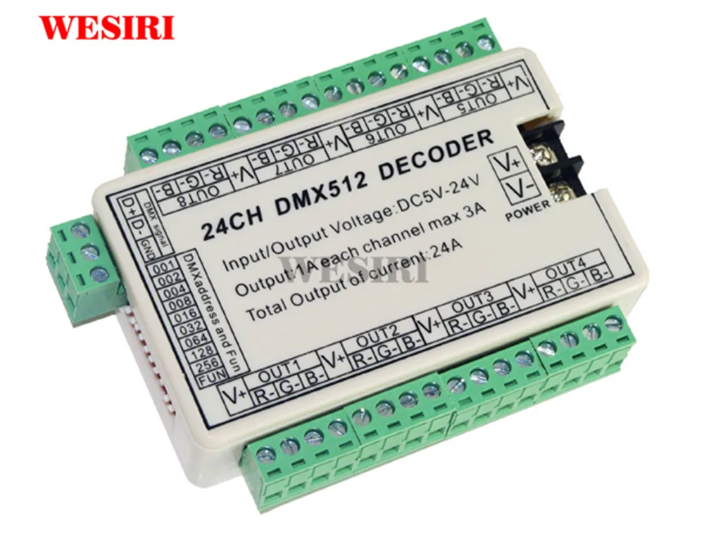 24 канала DMX512 декодер 8 групп RGB Выход 24CH DMX контроллер для светодиодов Диммер драйвер для RGB Светодиодные ленты света