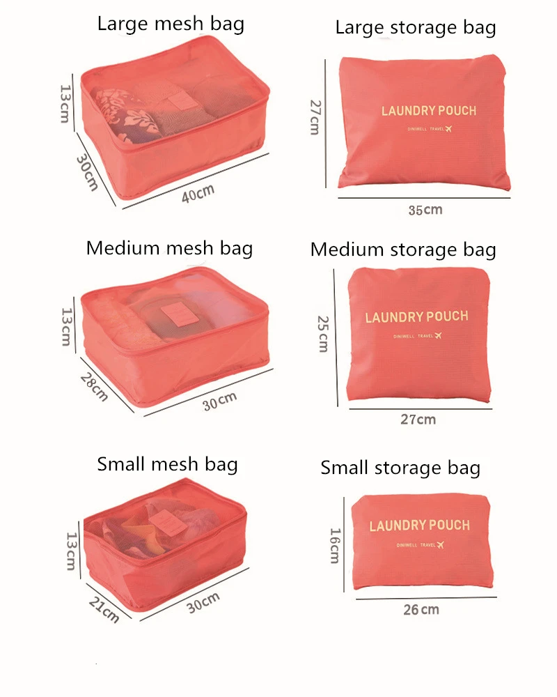 6 шт. нейлоновая Упаковка Куб дорожная сумка система прочная 6 шт. набор большой емкости сумки унисекс Одежда Сортировка организовать