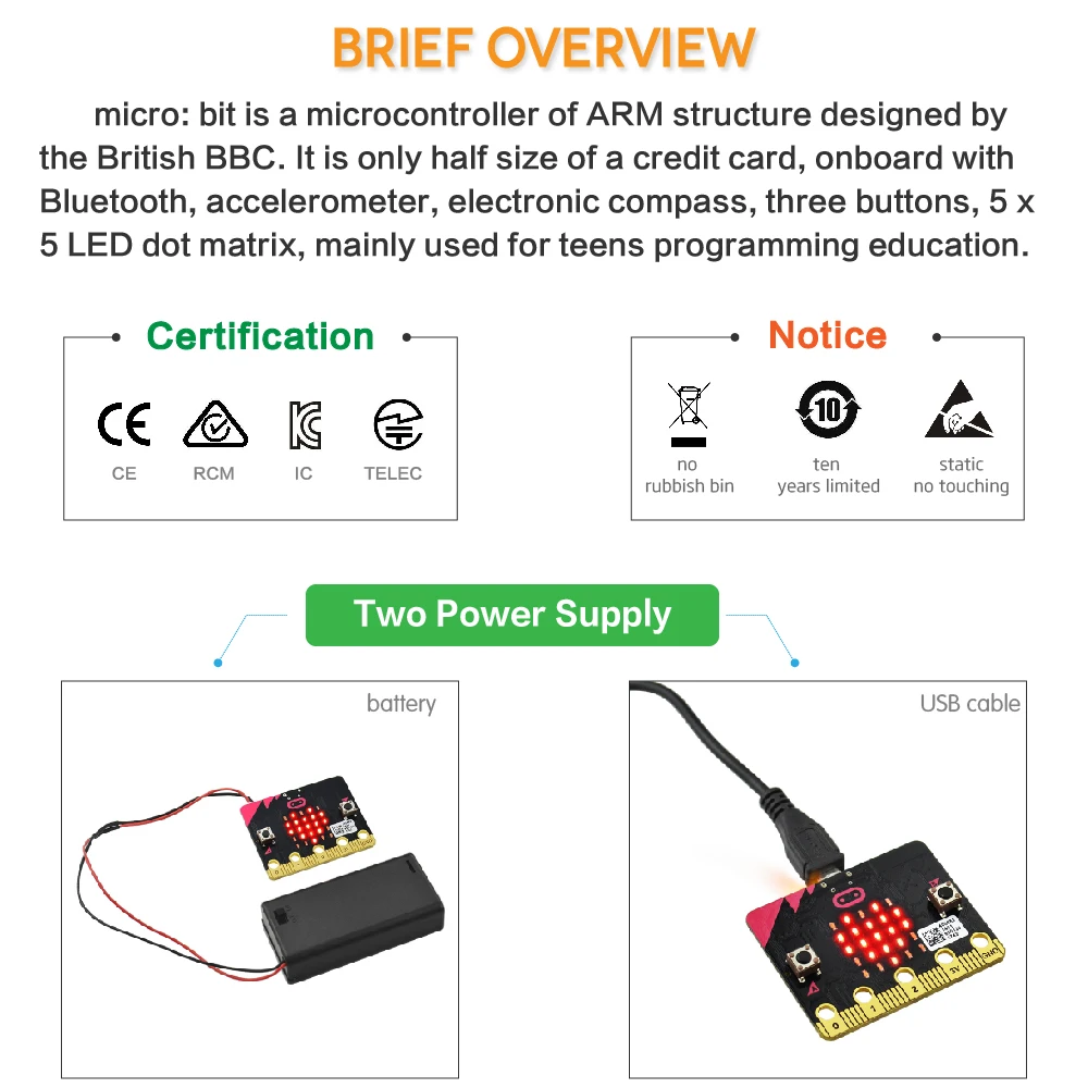 BBC Micro: бит основная плата NRF51822 Bluetooth для детей стартер для программирования/поддержки windows, iOS и т. д