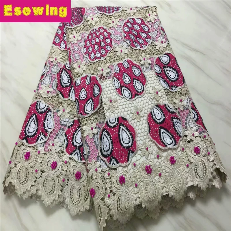 

Esewing High-End Lace Fabric 2018, Ankara Wax Lace Fabric,African Lace Fabric , New Wax Cord Lace For Women Wedding Party Dress