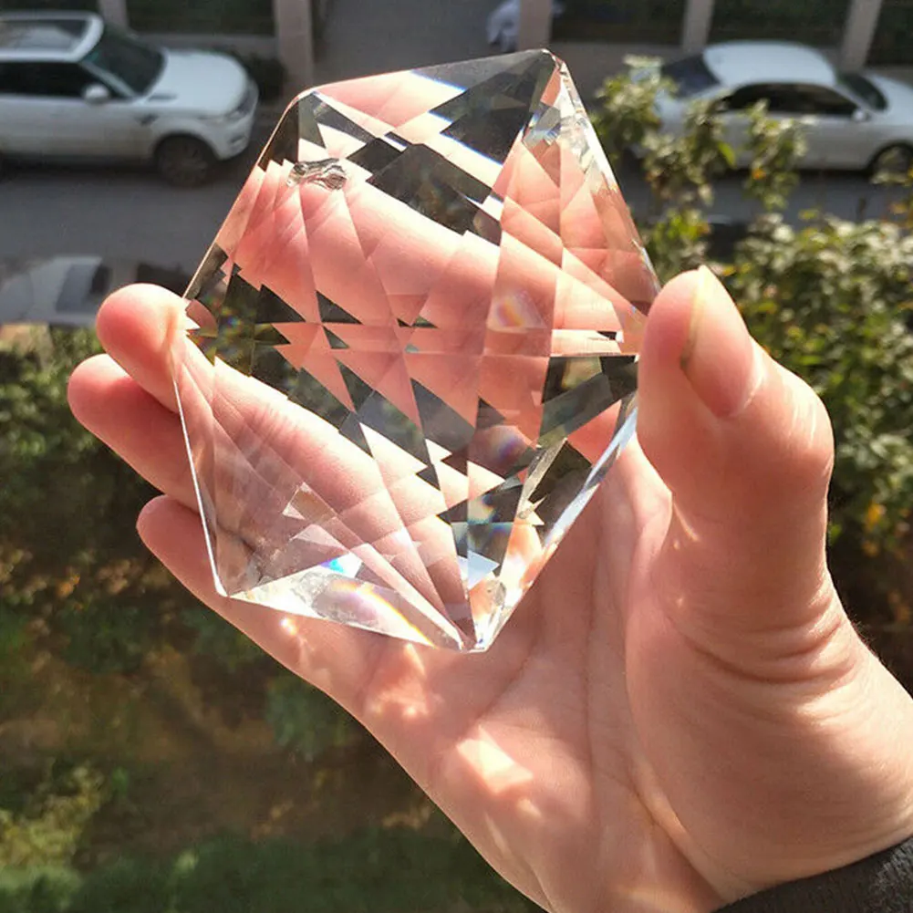 100MM Hexagram Large CRYSTAL Chandelier Glass Prisms Pendant Judaism SUNCATCHER