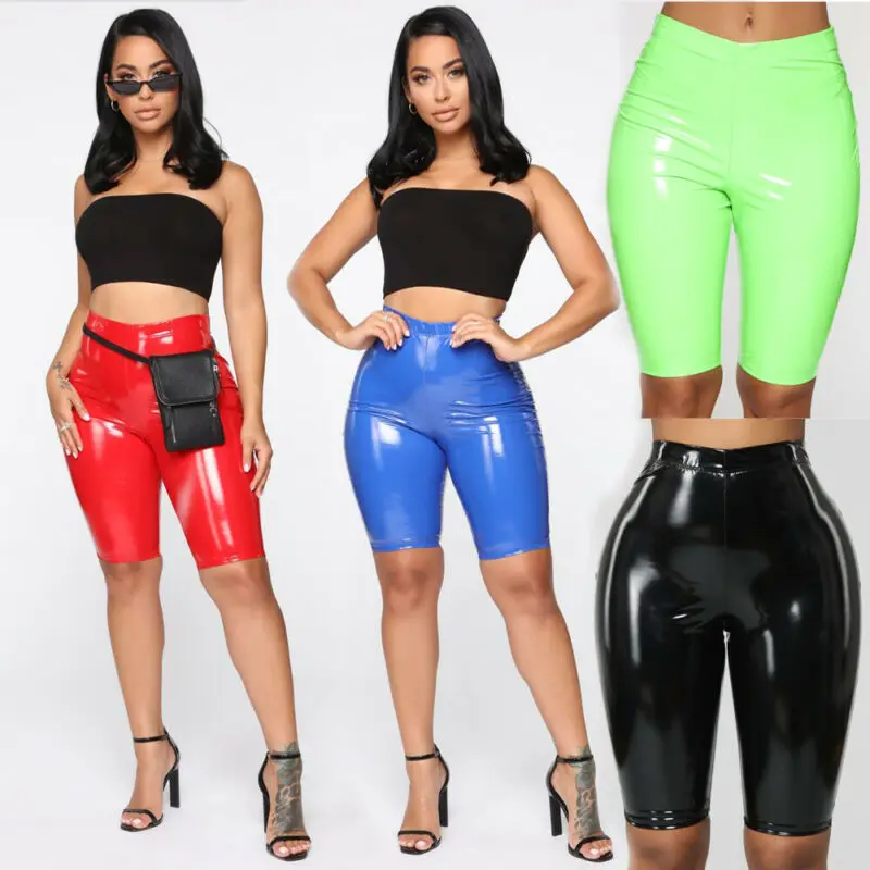 

Wet Look PU Leather Leggings Black Slim Long Pants Women Sexy Skinny Leggings