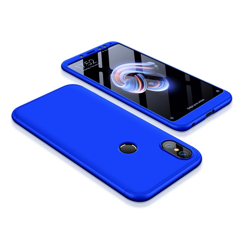 Blue Полная защита чехол для Xiaomi Redmi Note 5 Pro крышка 360 противоударный жесткий Гибридный чехол для телефона для Xiaomi Redmi Note 5 Pro задняя крышка - Цвет: Blue