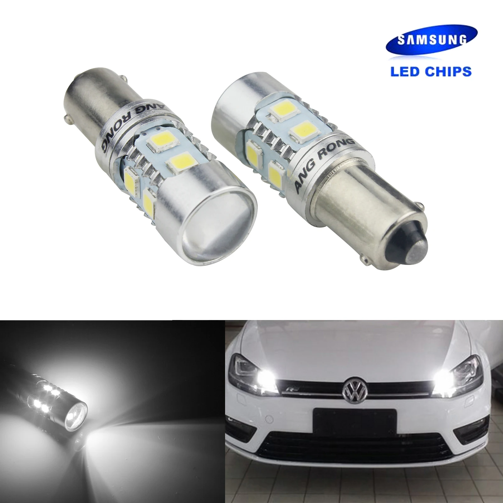 

ANGRONG 2x 10 SMD SAMSUNG LED Chips BA9S 233 T4W Bulb Car Interior Light Sidelight White