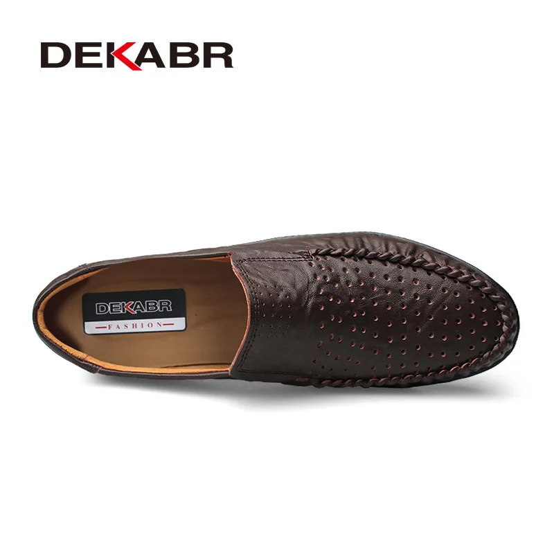 Мужские повседневные туфли для вождения DEKABR, темно-коричневые модные мокасины из натуральной воловьей кожи, слипоны на плоской подошве, размеры 36-47, лето-осень