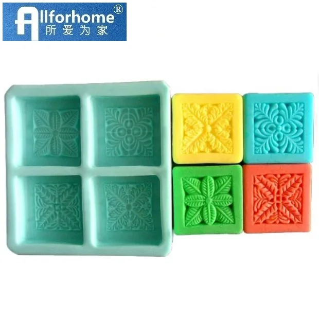 

4 Holes Plant Leaf Flower Square Silicone Soap Mold Clay Craft Art DIY Mold Handmade Soap Mould Soap Making Tool Soap Loaf Mold
