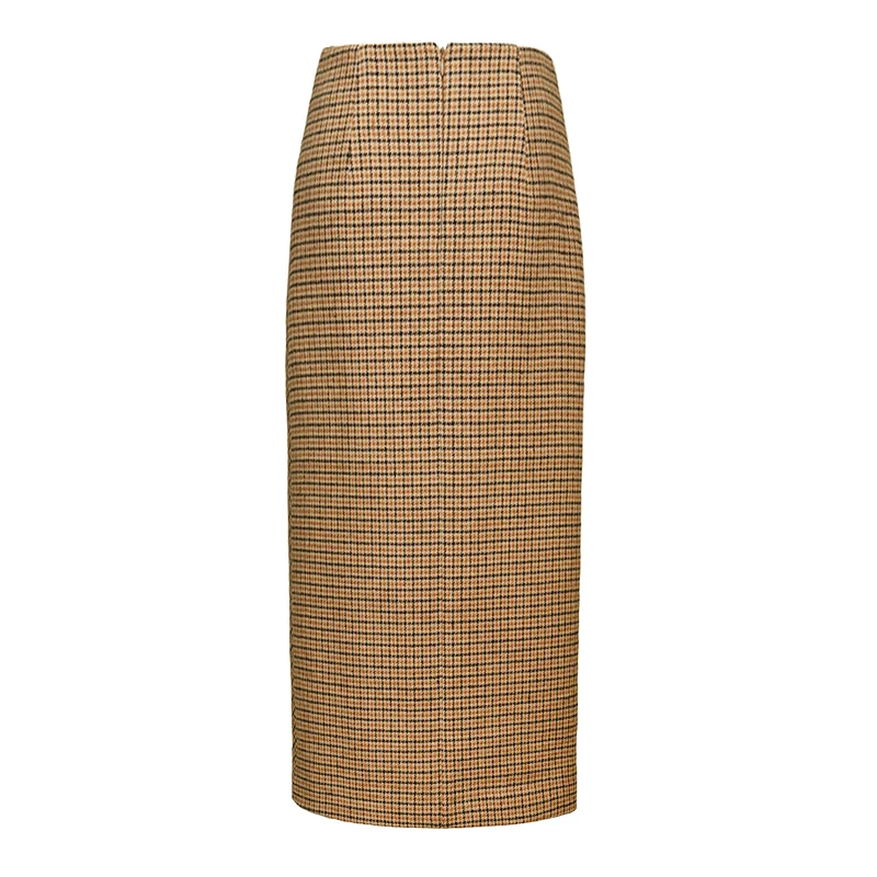 AEL Retro Female Hight Waist Asymmetry Woolen Midi Skirt Wrap New Plaid Women Clothing Vintage Fashion Jupe Longue Femme Slim AEL Retro Female Hight Waist Asymmetry Woolen Midi Skirt Wrap New Plaid Women Clothing Vintage Fashion Jupe Longue Femme Slim