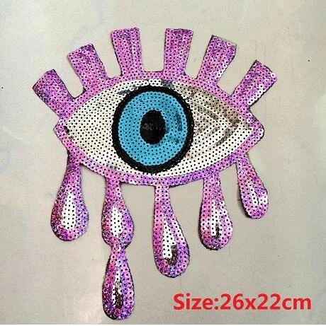 

2PC Purple Sequins Eye Patches for Clothes Sweater Iron on Eyeball Sequined Patch DIY Accessories Sequins Appliques Decoration