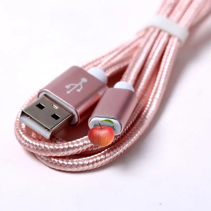 Мини Usb кабель для зарядки музыки type-c нейлоновый тканый зарядный кабель для мобильного телефона FDC13 - Цвет: PInk for Apple