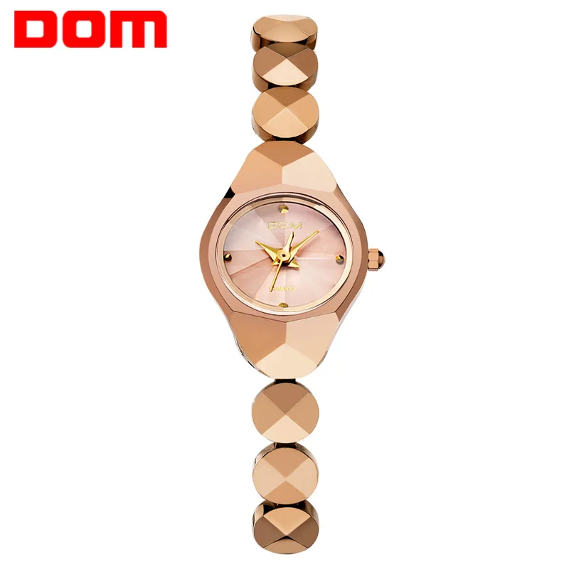 

DOM Women's Watches Luxury Brand Waterproof Quartz Wrist Watch Tungsten Steel Gold Nurse Watch Bracelet Ladies Watch Clock W-735